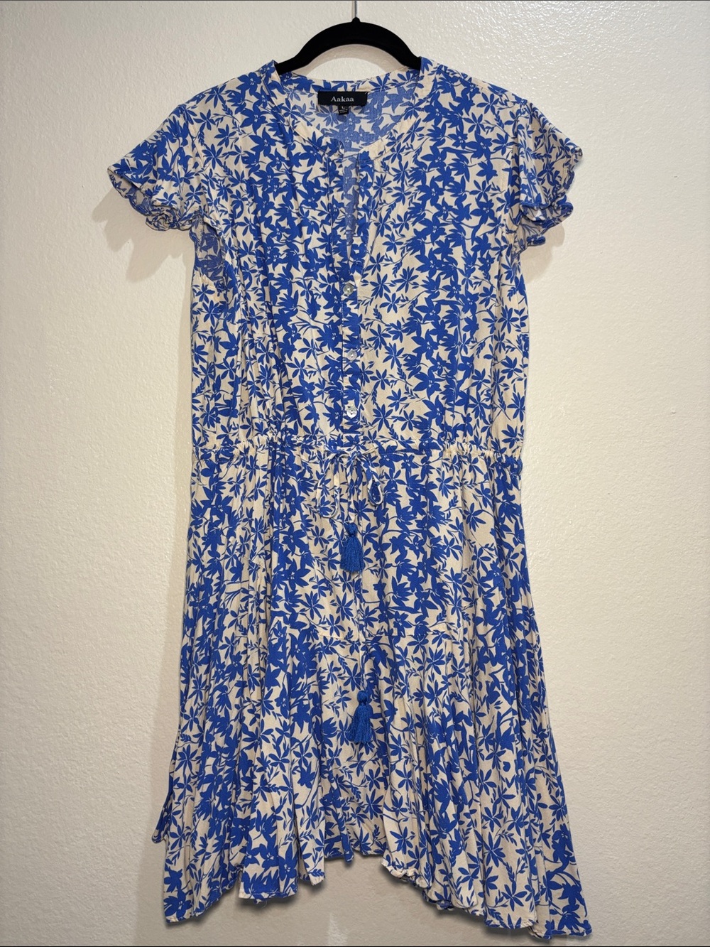 Aakaa boutique Blue Floral Button-Front Tunic